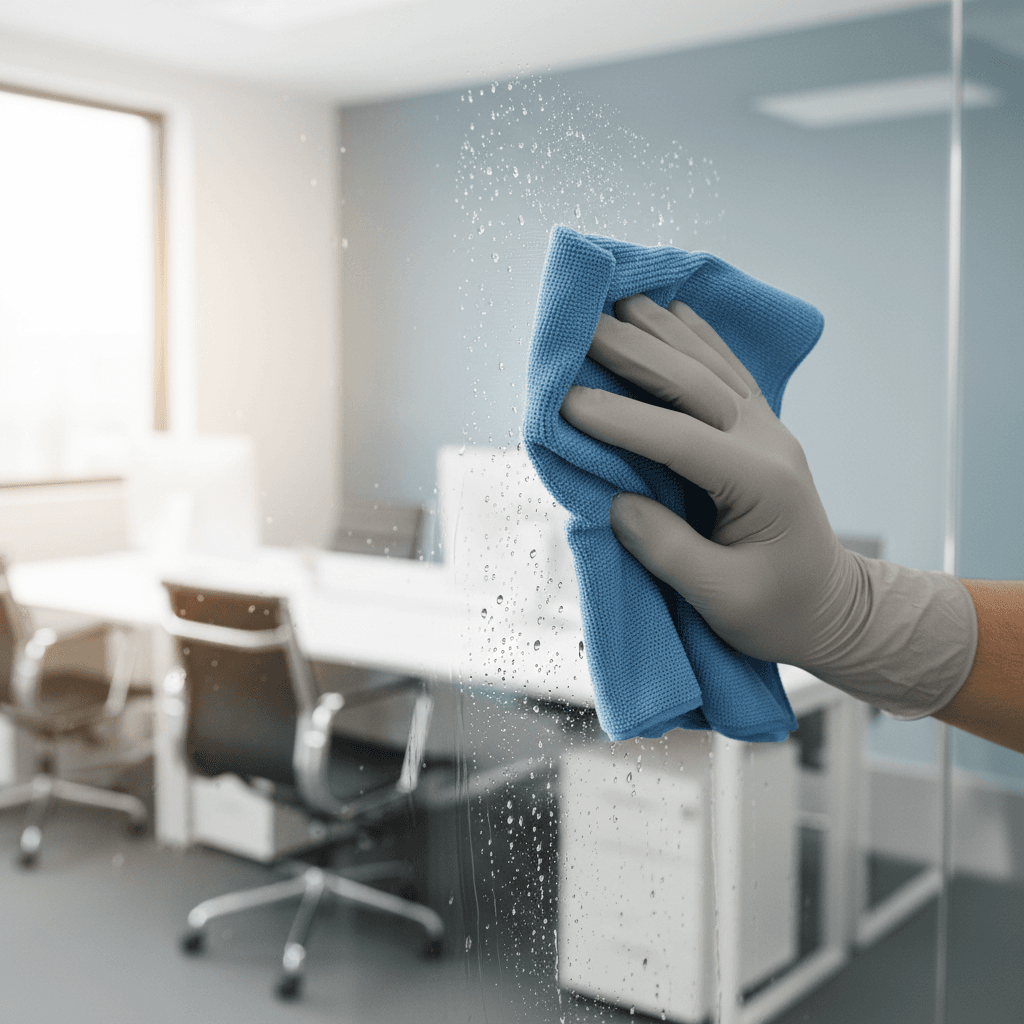 Professional cleaning team in action